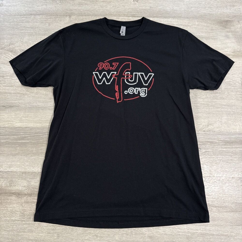 WFUV Shirt 90.7 FM Fordham University Radio Bronx Men’s Large Black Cotton Blend